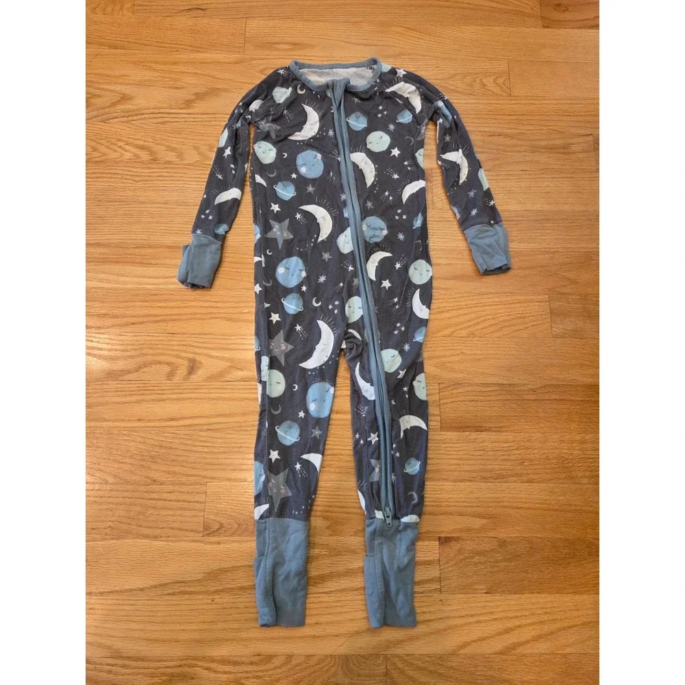 Little Sleepies Blue to the Moon and Back Bamboo 1 Piece Pajamas Infant 12-18m